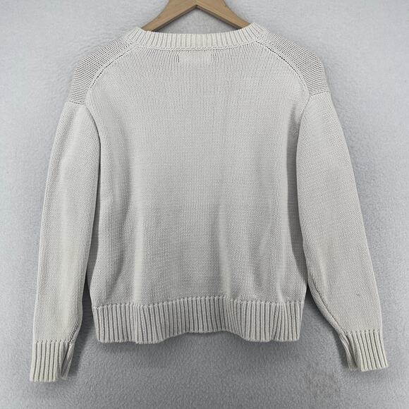 EVERLANE Sweater S Chunky Pullover Jumper Cotton Blend Off White - Picture 3 of 12